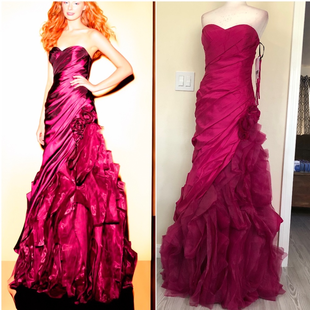 Fuchsia vertical ruffles.